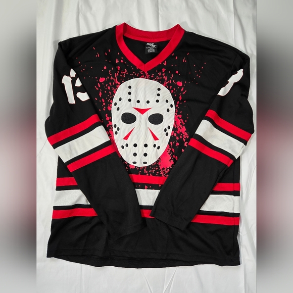 Friday The 13th Jason Voorhees Horror Black Hockey #13 Jersey Men’s Size XL - Picture 2 of 13